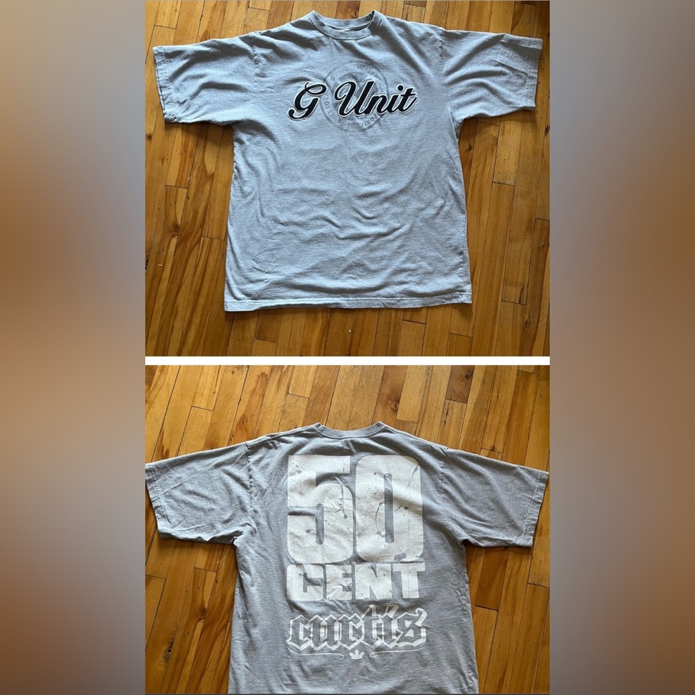 RARE G-UNIT 50 CENT CURTIS DOUBLE-SIDED PRINT Y2K SHIRT SIZE LARGE